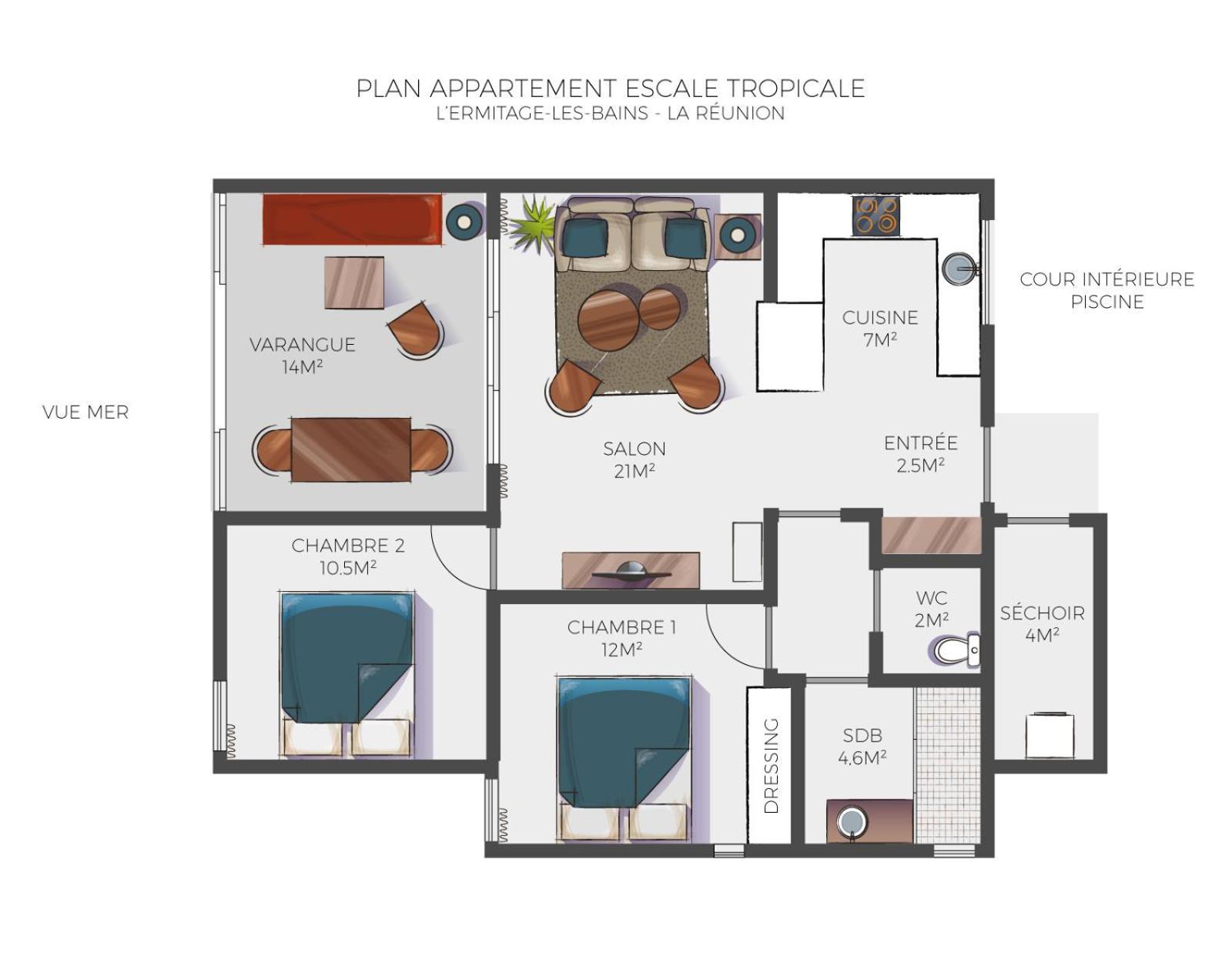 Escale Tropicale, Appart Vue Mer A 2 Min Du Lagon Apartman Saint-Gilles-les Bains Kültér fotó